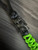 Black Metal Samurai Warrior Knife Lanyard on Black Paracord with Neon Cobra Wrap and Onyx Spacers & Metal Column Spacer