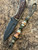 Jungle Camo Paracord Knife Lanyard with Sculpted Teak Wood Beads Accented by Brass, Yellow Jade, and Tan Camo Mini Cord Wrap