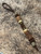 Stipple Textured Whiskey Barrel Bead Leather Knife Lanyard with Picture Jasper, Brass, and Tan Camo Mini Cord Wrap Accents