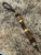 Stipple Textured Whiskey Barrel Bead Leather Knife Lanyard with Picture Jasper, Brass, and Tan Camo Mini Cord Wrap Accents