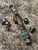 Tactical Series Coyote and OD Green Camo Two-Tone Knife Lanyard with Sculpted OD Green G10 Bead, Brass Skull, Tiger's Eye, and Brass Spacers