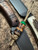 Channeled 6-Layer Wood Bead Shorty with Removable Brass & Jade Green Accents on Jungle Coyote Paracord
