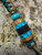 Turquoise & Coyote Tan Two-Tone Knife Lanyard with Handmade Whiskey Barrel, Black Web Turquoise Tru-Stone, and Brown Micarta Layer Bead Accented by Turquoise and Brass