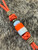 Hunter Orange Paracord Knife Lanyard with Elk Antler and Orange Glow Resin Bead Accented by White Turquoise, Brass, and Coyote Tan Mini Cord Wrap