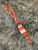 Hunter Orange Paracord Knife Lanyard with Elk Antler and Orange Glow Resin Bead Accented by White Turquoise, Brass, and Coyote Tan Mini Cord Wrap