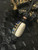 Custom Knife Nub with Polished Elk Antler and Dyed Blue Burl, Tan G10, Black G10, Copper, and Blue G-Carta Split Bead Accented by Onyx & Copper