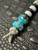 Arctic Camo Paracord Mid-Length Knife Lanyard with Handmade Ice Blue Swirl Resin Bead Accented by Onyx & White Turquoise Spacers