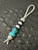 Arctic Camo Paracord Mid-Length Knife Lanyard with Handmade Ice Blue Swirl Resin Bead Accented by Onyx & White Turquoise Spacers