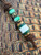 Leather Knife Lanyard with Bocote Wood, Red with Arizona Jade Tru-Stone, and Polished Elk Antler Split Bead Accented by Brass & Jade Green