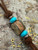 Leather Knife Nub with Walnut & Ram's Horn Handmade Bead Accented by Copper & Turquoise