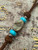 Leather Knife Nub with Walnut & Ram's Horn Handmade Bead Accented by Copper & Turquoise
