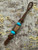 Leather Knife Nub with Walnut & Ram's Horn Handmade Bead Accented by Copper & Turquoise