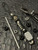 Two-Tone Black and Arctic Camo Paracord Knife Lanyard with Stainless Skull Bead and Smooth Polished Silver Carbon Fiber Bead