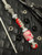 Arctic Camo and Red Paracord Knife Lanyard with Stainless Shield Cross and Clear, Red, and White Resin Bead
