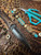 Custom Sculpted Richlite Micarta Bead with Turquoise Blue and White Liners on Matching Camo 550 Cord Accented by Brass Winged Helmet and Two-Tone Mini Cord Cobra Wrap