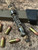 Coyote Tan 550 Cord Knife Lanyard with Handmade Acrylic Camo Beads, Brass Accents, and Woodland Camo Cobra Wrap