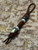 Leather Knife Lanyard with Twisted Koa & Mother of Pearl Resin Handmade Beads Accented by Opalite and Hammered Copper