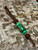 Leather Shorty Knife Nub with Twisted Koa and Green Resin Bead Accented by Copper & Jade Green Accents