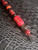 "Snake Charmer" Knife Lanyard with 9 Layer Red/Black Web Tru-Stone, Black G10, and Red G10 Split Bead Accented by Black Snakehead Bead, Red Jasper, and Heat Shrink Tips