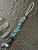 Gray, Black, and Turquoise Mini Cord Knife Lanyard with Hanging Bat Bead, Spiral Column, and Faceted Bead