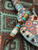 Leather Knife Lanyard with Polished Brass, Turquoise, and Jack Daniel's Whiskey Barrel, Crushed Turquoise, and Elk Antler Split Bead