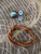 DIY Knife Lanyard Kit - Brown Leather Cordage with Walnut/Larimar Tru-Stone Split Bead, Opal Accents, and Brass Spacer Beads