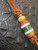 Leather Shorty Knife Nub with Amboyna Burl, Elk Antler, and Arizona Jade Tru-Stone Split Bead Accented by Yellow Jade and Brass Leather Shorty Knife Nub with Amboyna Burl, Elk Antler, and Arizona Jade Tru-Stone Split Bead Accented by Yellow Jade and Brass