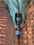 Brown Rope Leather Knife Lanyard with Handmade Ironwood and Black Web Turquoise Tru-Stone Split Beads Accented by Hematite Spacers Brown Rope Leather Knife Lanyard with Handmade Ironwood and Black Web Turquoise Tru-Stone Split Beads Accented by Hematite Spacers