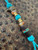 Turquoise Paracord Knife Lanyard with Brass Eagle Head and Red Sardonyx Accents with Handmade Ironwood and Resin Split Bead