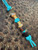 Turquoise Paracord Knife Lanyard with Brass Eagle Head and Red Sardonyx Accents with Handmade Ironwood and Resin Split Bead