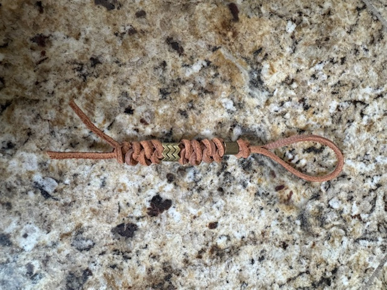Light Brown Leather Loop Lanyard with Beads