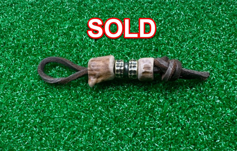 DIY Knife Lanyard Kit - Dark Brown Leather with Deer Antler Beads and Brass Bead