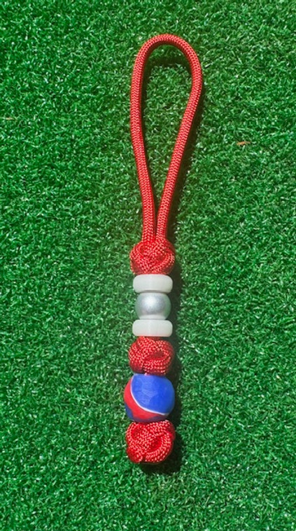 Freedom Collection Small Knife Lanayrd with Blue Glow Rings and Red White Blue Handmade Acrylic Bead
