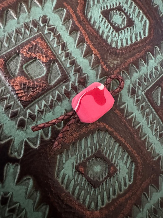 Pink, Red, and White Acrylic Knife Lanyard Bead