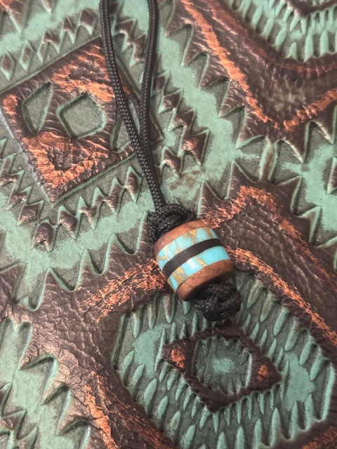 Handmade 5-Layer Large Hole EDC Split Bead (Walnut, Turquoise Gold Web Tru-Stone, Ironwood)