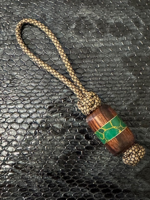 Handmade Ironwood, Arizona Jade, and Brass Liner EDC Lanyard Bead