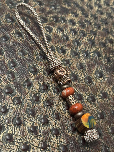 Copper American Flag Skull and Handmade Zebrawood & Resin Split