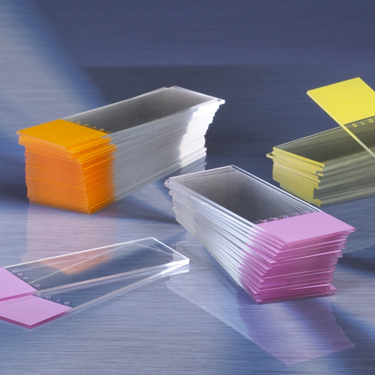 Globe Scientific Diamond White Glass Microscope Slides - Color Coded