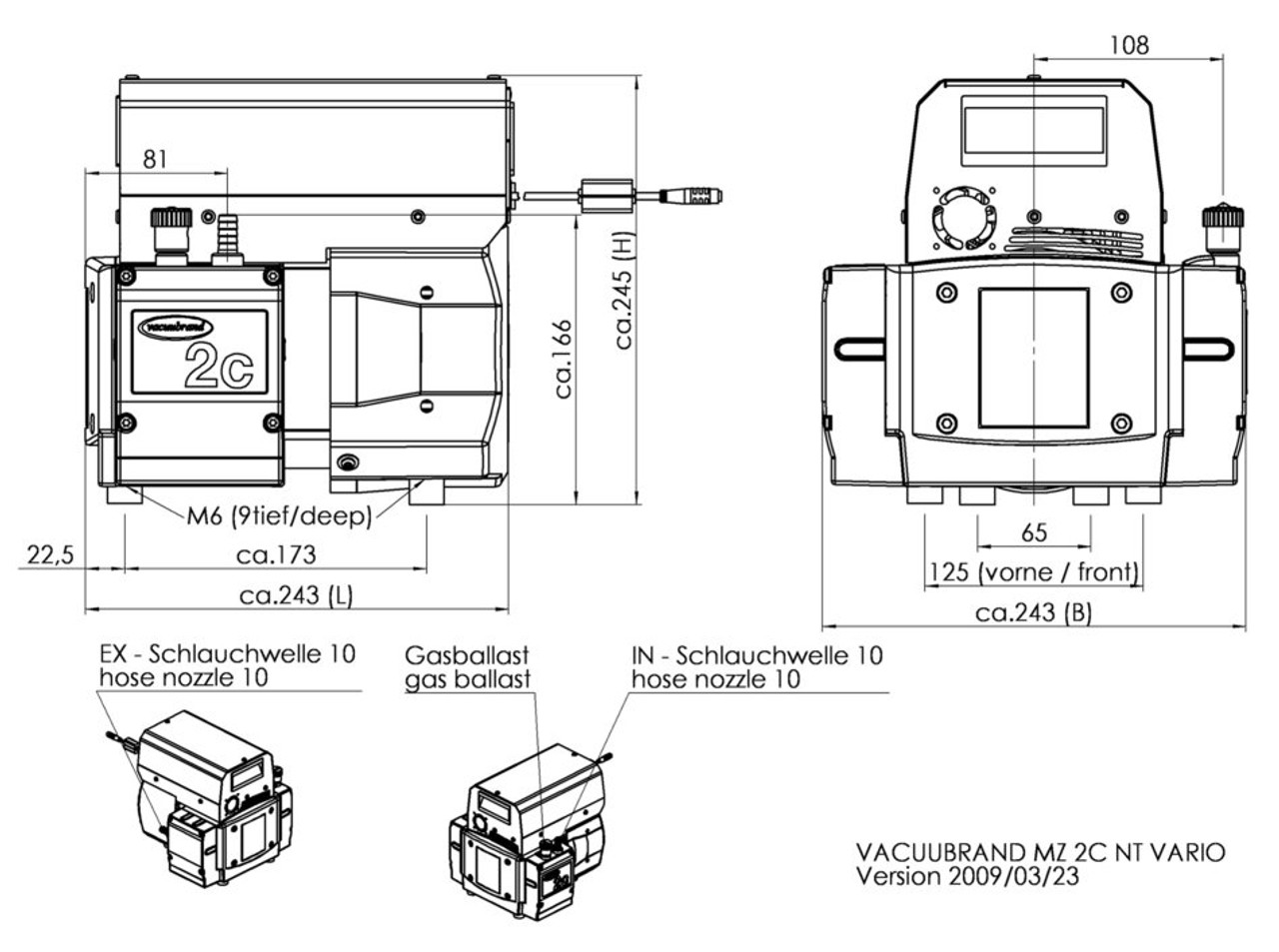 MZ 2C Vario Select Dimensions