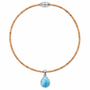 Larimar teardrop pendant necklace on thin natural Portuguese cork cord with magnetic clasp - Crabby Mermaid