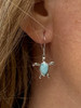Larimar sea turtle dangle earrings with French wire hooks — genuine Larimar gemstone shell — Crabby Mermaid