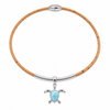 Larimar sea turtle pendant necklace in sterling silver on natural cork cord with magnetic clasp - Crabby Mermaid