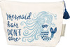 Mermaid Hair Don't Care zipper pouch - mermaid graphic front with navy tassel zipper - Crabby Mermaid