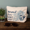 Mermaid Hair Don't Care pouch showing light blue stripe back and tassel zipper — Crabby Mermaid