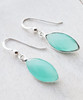 Aqua chalcedony marquis earrings in sterling silver — angled view showing faceted gemstone and bezel setting
