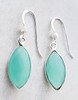 Pair of aqua chalcedony marquis drop earrings on white background — genuine semi-precious stone coastal jewelry