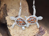 Sterling silver and Koa wood sea turtle earrings — handcrafted by local Florida artisan jeweler — Crabby Mermaid