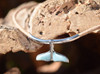 Larimar whale tail necklace on natural Portuguese cork cord with sterling silver tube accents — Crabby Mermaid coastal jewelry