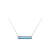 Larimar bar necklace in sterling silver on white background — genuine Dominican Republic Larimar — hand assembled by Crabby Mermaid