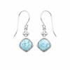 Larimar square drop earrings in sterling silver with genuine Dominican Republic Larimar - Crabby Mermaid
